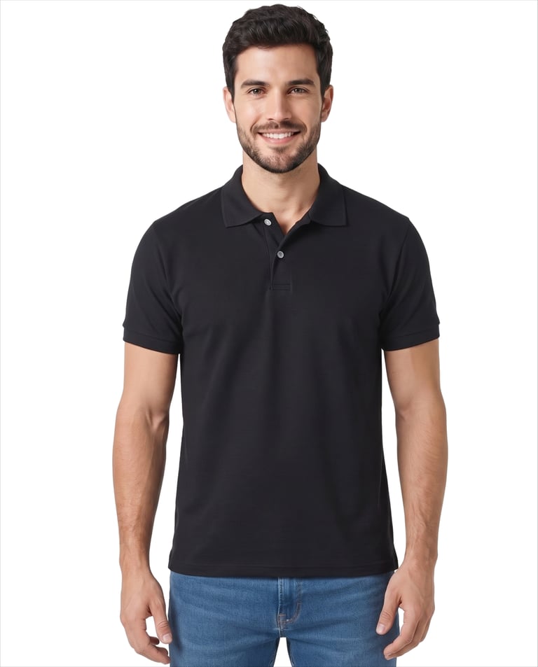 Camisa Polo Piquet Masculina Preta