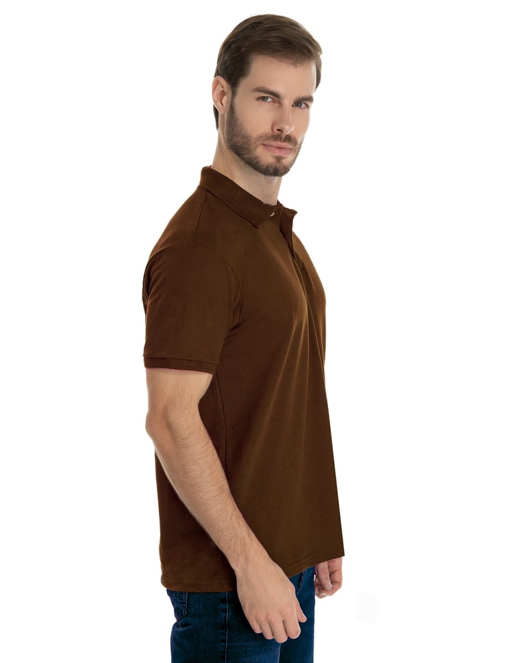 Camisa Polo Piquet Masculina Marrom