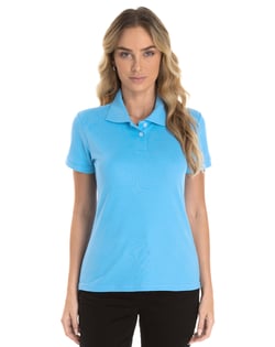 Camisa Polo Piquet Feminina Azul Claro