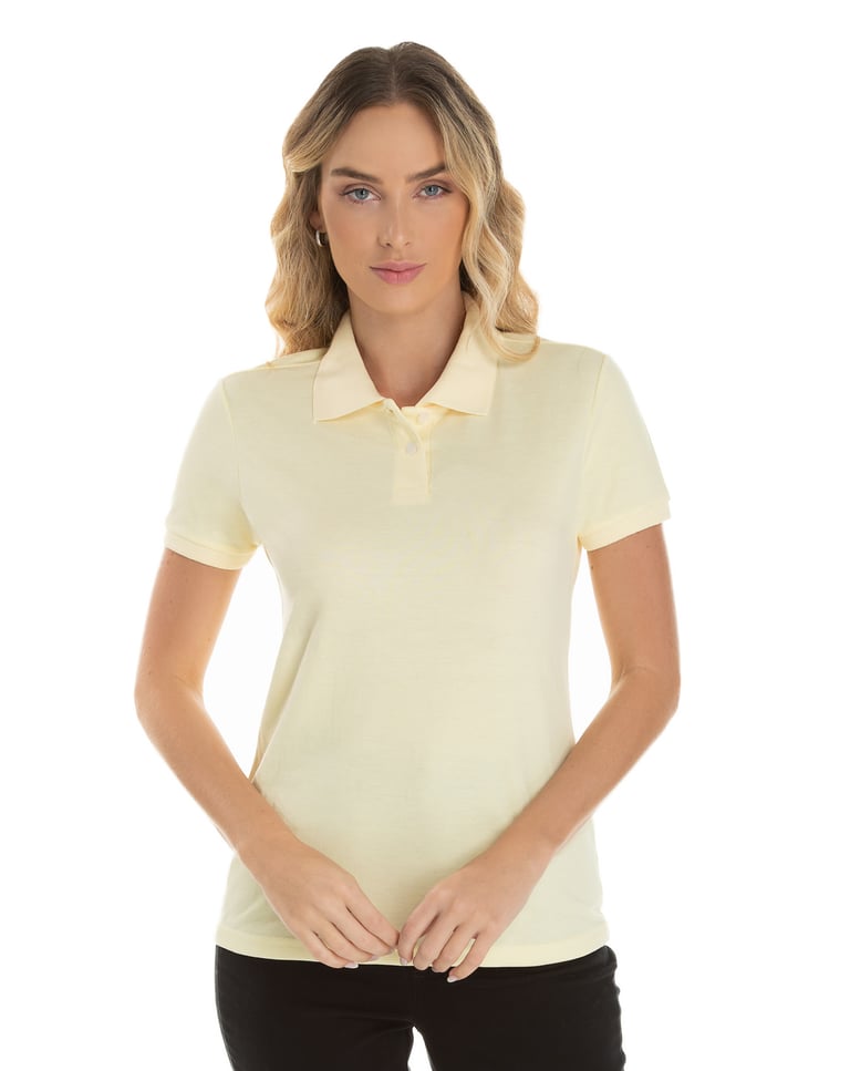 Camisa Polo Piquet Feminina Amarelo Claro