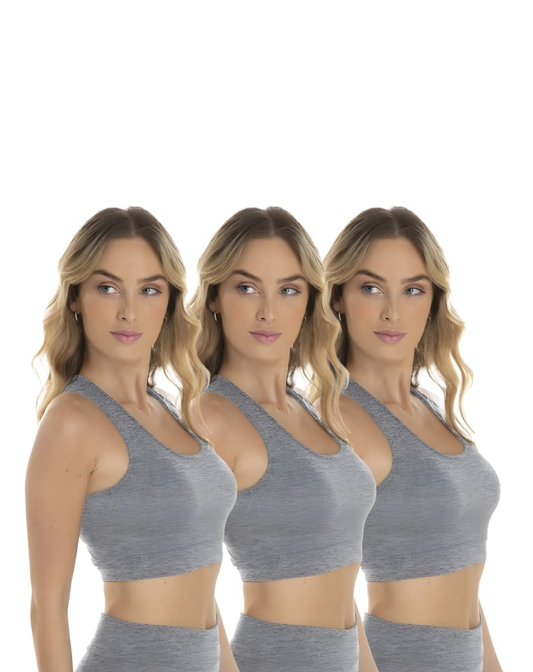Kit 3 Tops Nadador Fitness Feminino Mescla