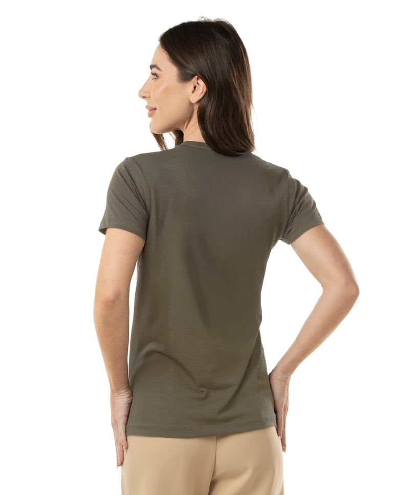 Camiseta de Algodão Egípcio Feminina Cinza Mineral