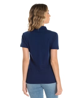 KIT 5 Camisas Polo Piquet Feminina Azul Marinho