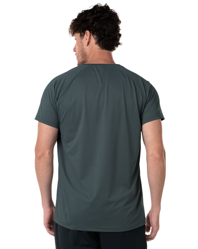 Camiseta Masculina Dry Poliamida Raglan Cinza Chumbo