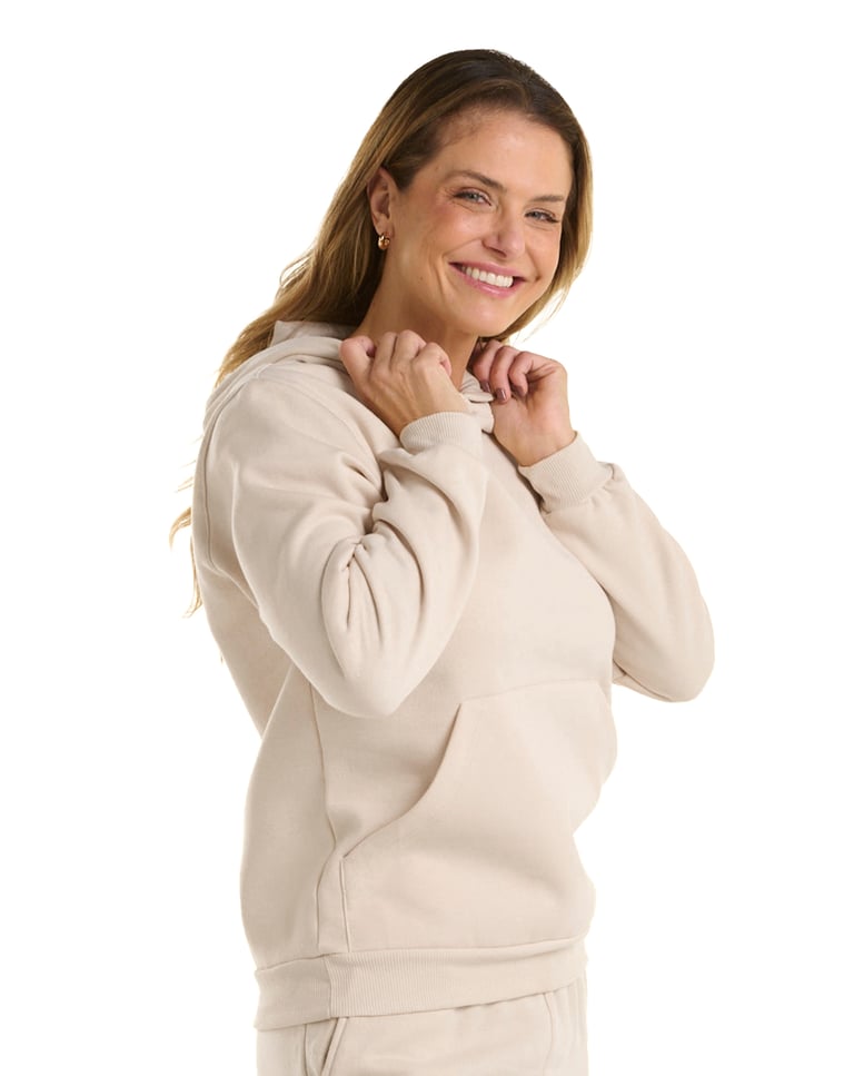 Kit 3 Moletons Canguru com Capuz Feminino Areia