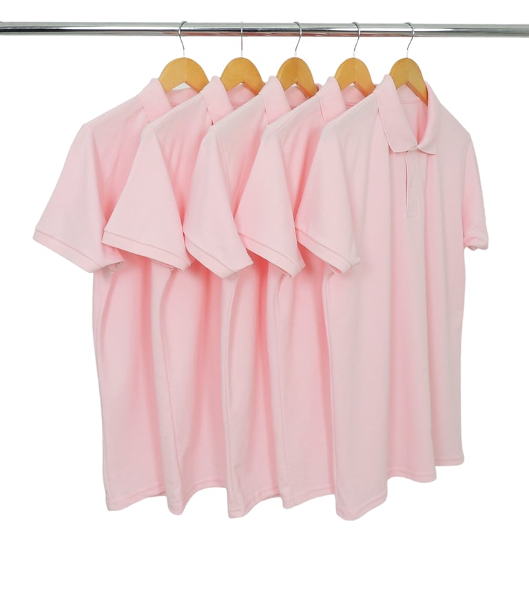 KIT 5 Camisas Polo Piquet Masculina Rosa Claro
