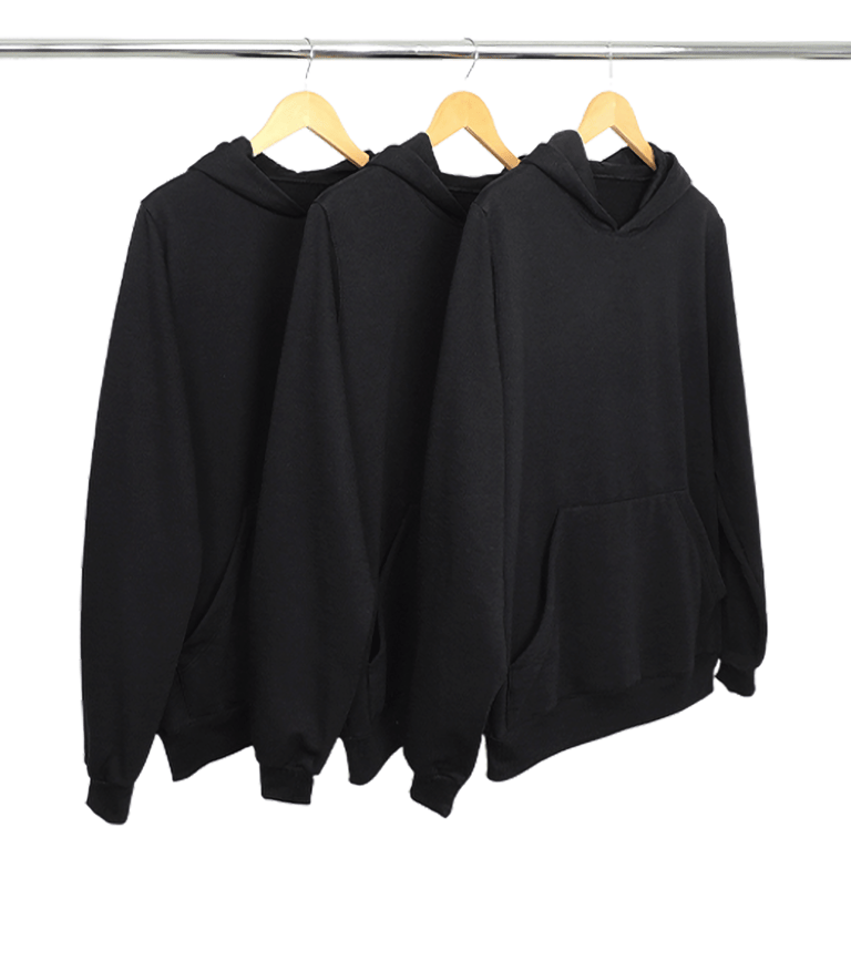 Kit 3 Moletons Canguru com Capuz Feminino Preto