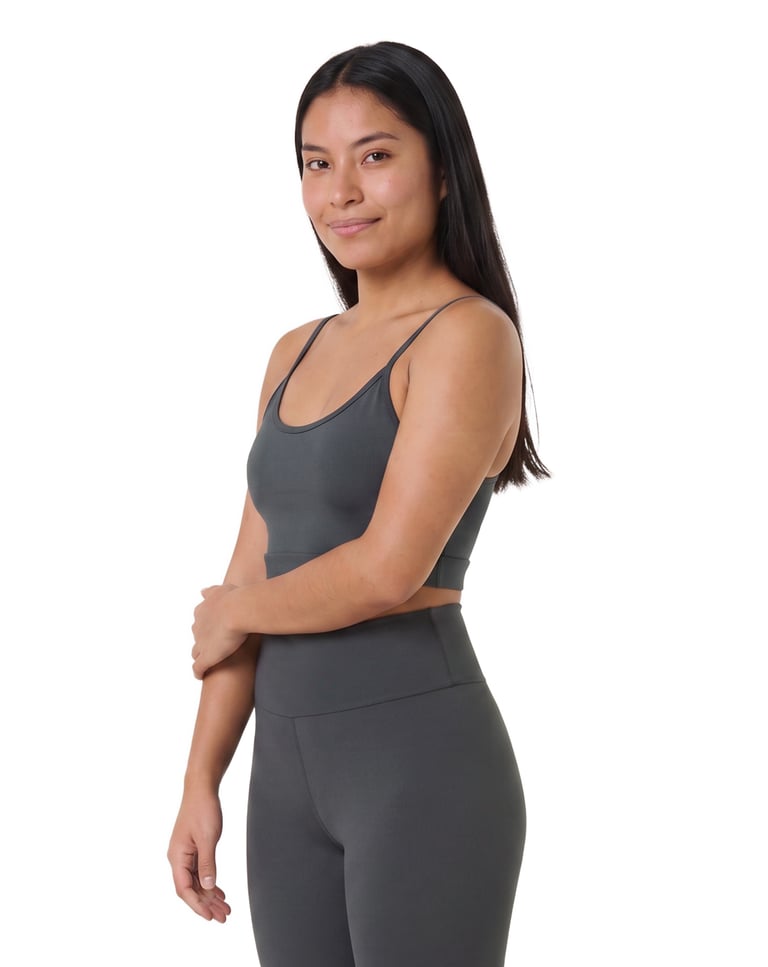 Top de Alcinha Fitness Feminino Cinza Chumbo