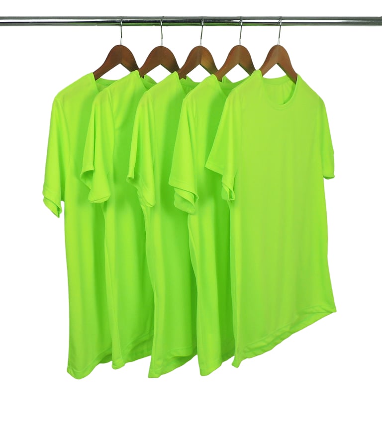 KIT 5 Camiseta Dry Fit Verde Fluorescente Proteção UV 30+