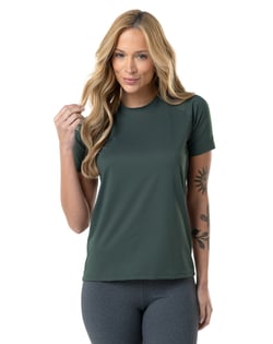 Camiseta Feminina Dry Poliamida Raglan Verde Fóssil