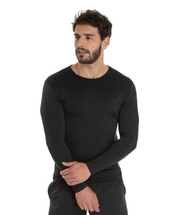 Camiseta Segunda Pele Manga Longa Masculina Preta UV 50+