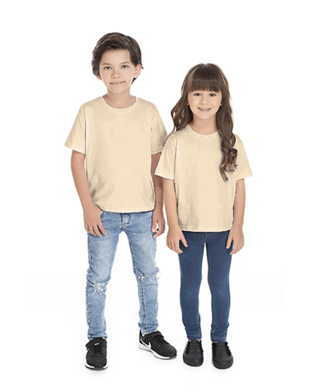 Kit 5 Camisetas Infantil de Algodão Penteado Areia