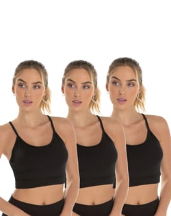 Kit 3 Tops de Alcinha Fitness Feminino Preto