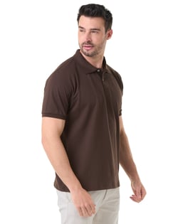 Camisa Polo Piquet Masculina Marrom