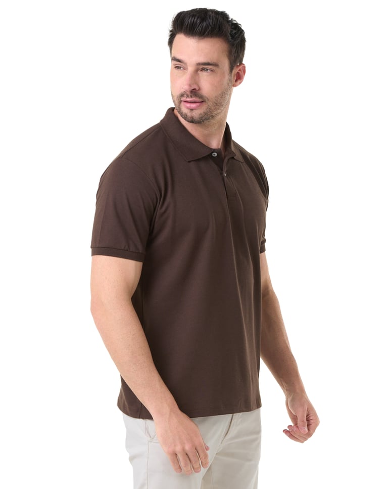 Camisa Polo Piquet Masculina Marrom