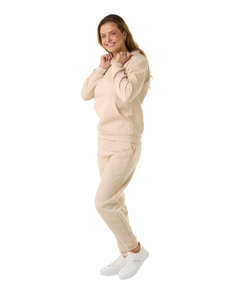 Conjunto Moletom Feminino com Capuz Areia 05