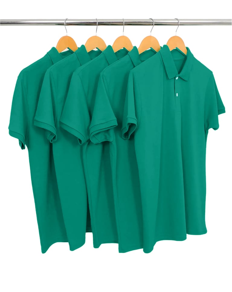 KIT 5 Camisas Polo Piquet Masculina Verde Esmeralda