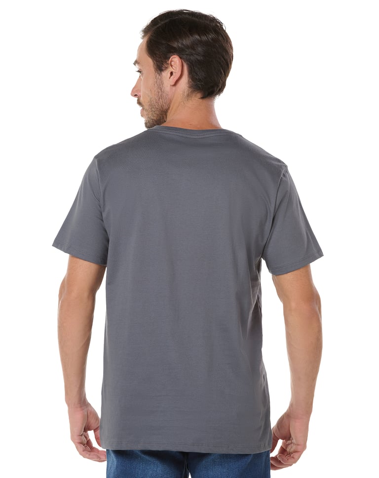Camiseta Gola V de Algodão Premium Cinza Chumbo