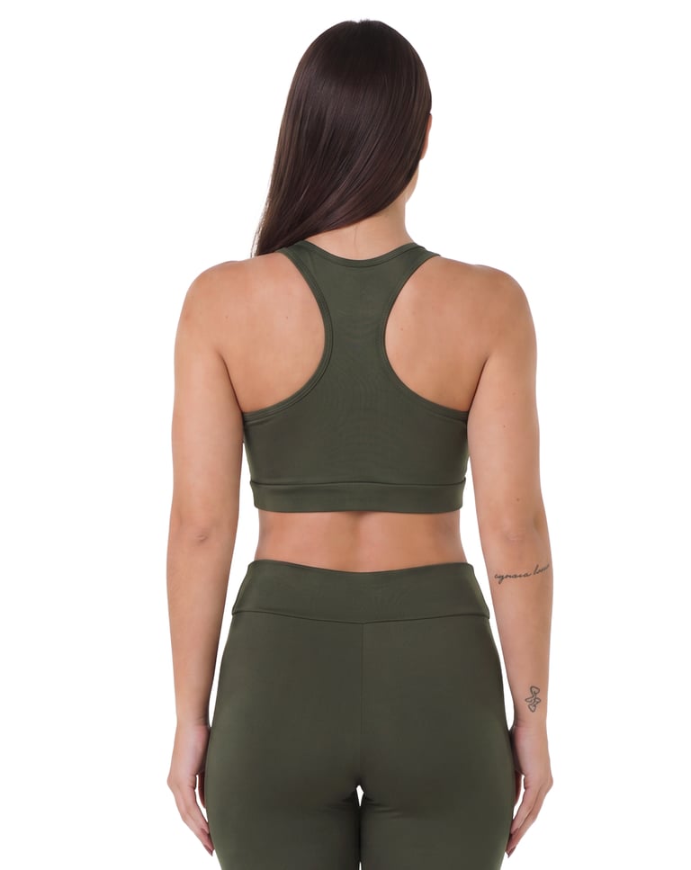 Top Nadador Fitness Feminino Verde Fóssil