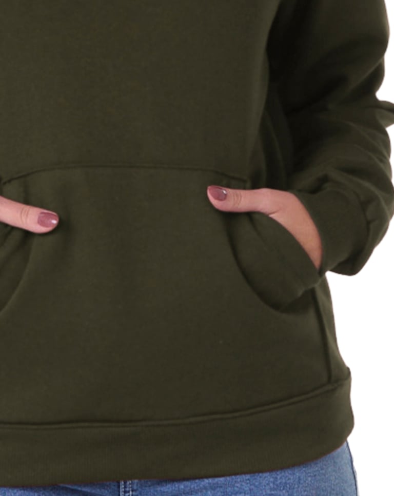 Moletom Canguru com Capuz Feminino Verde Militar