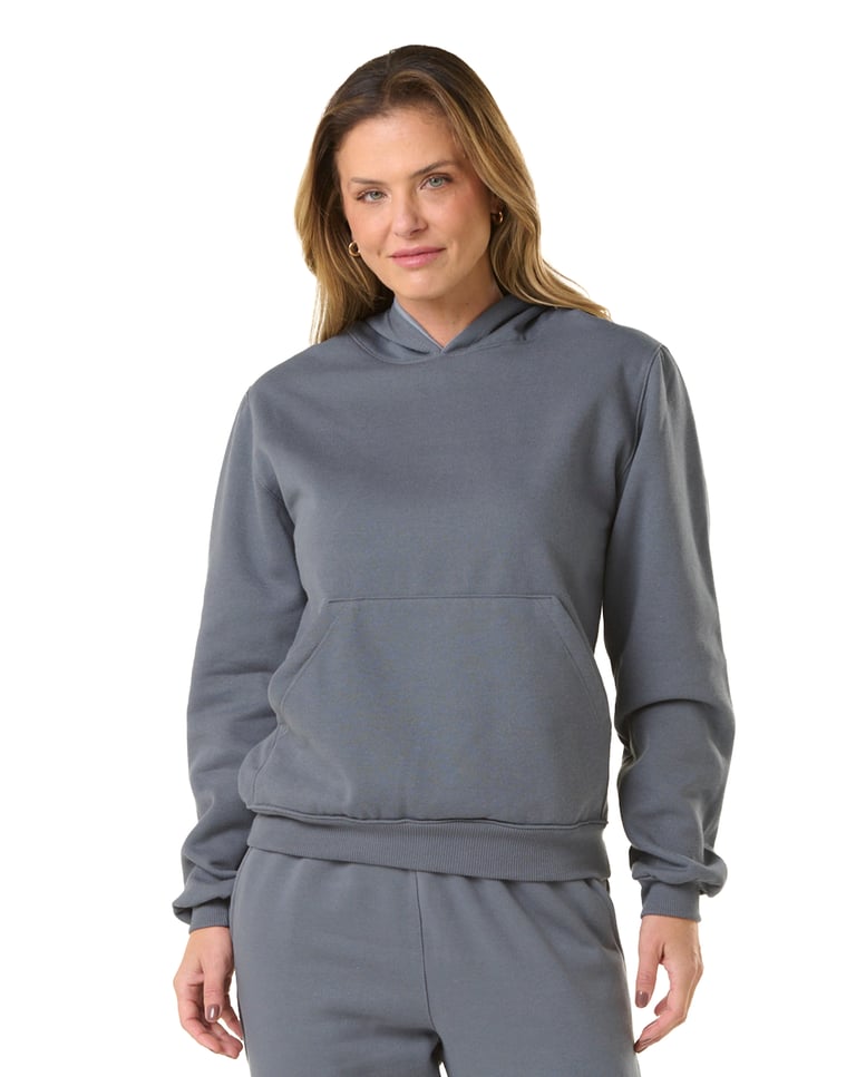 Kit 3 Moletons Canguru com Capuz Feminino Cinza Chumbo