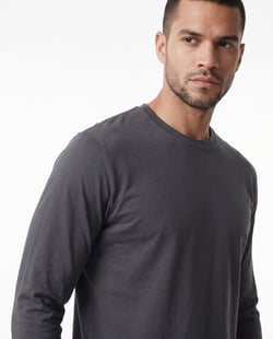 Camiseta Manga Longa de Algodão Premium Cinza Chumbo