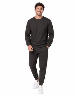 Conjunto Moletom Masculino Blusão Preto Mescla