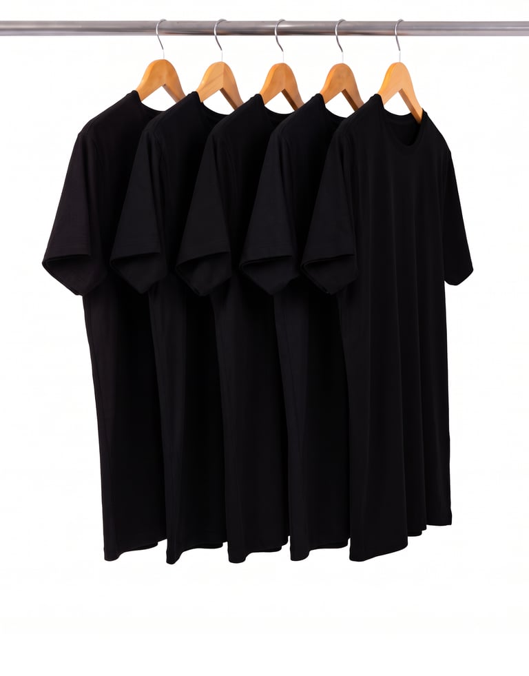 KIT 5 Camisetas Masculinas de Algodão Premium Pretas