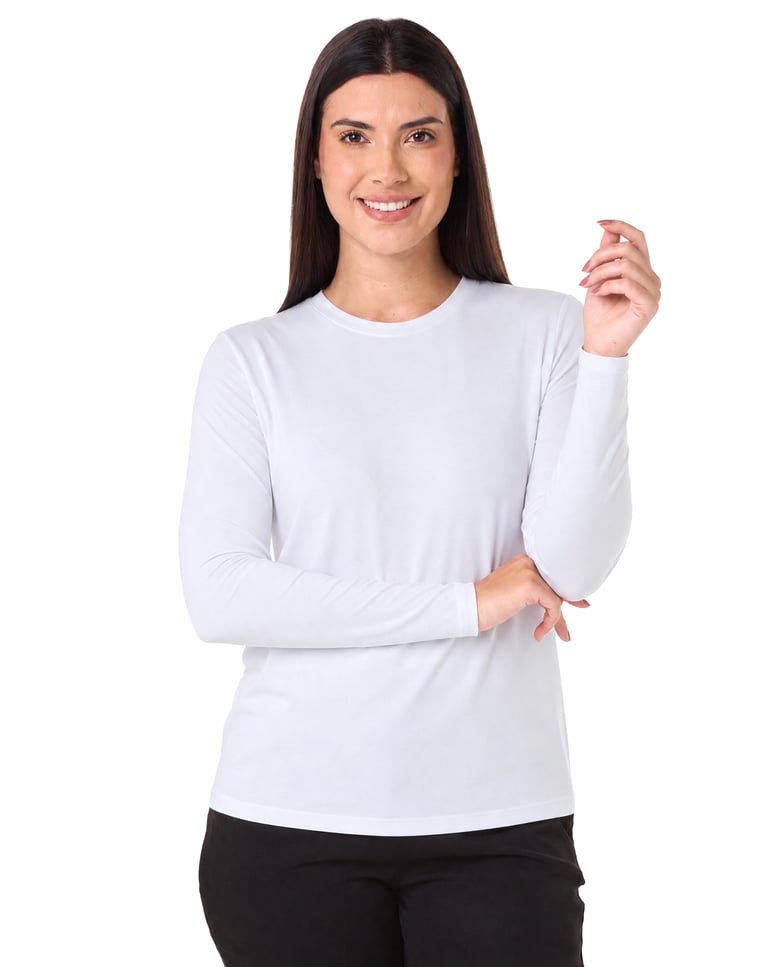 Camiseta Manga Longa Tech Modal Feminina Branca