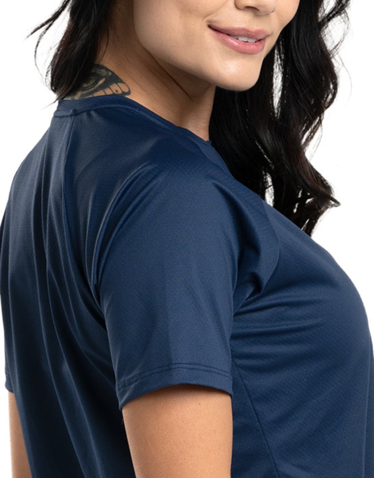 Camiseta Feminina Dry Poliamida Raglan Azul Marinho