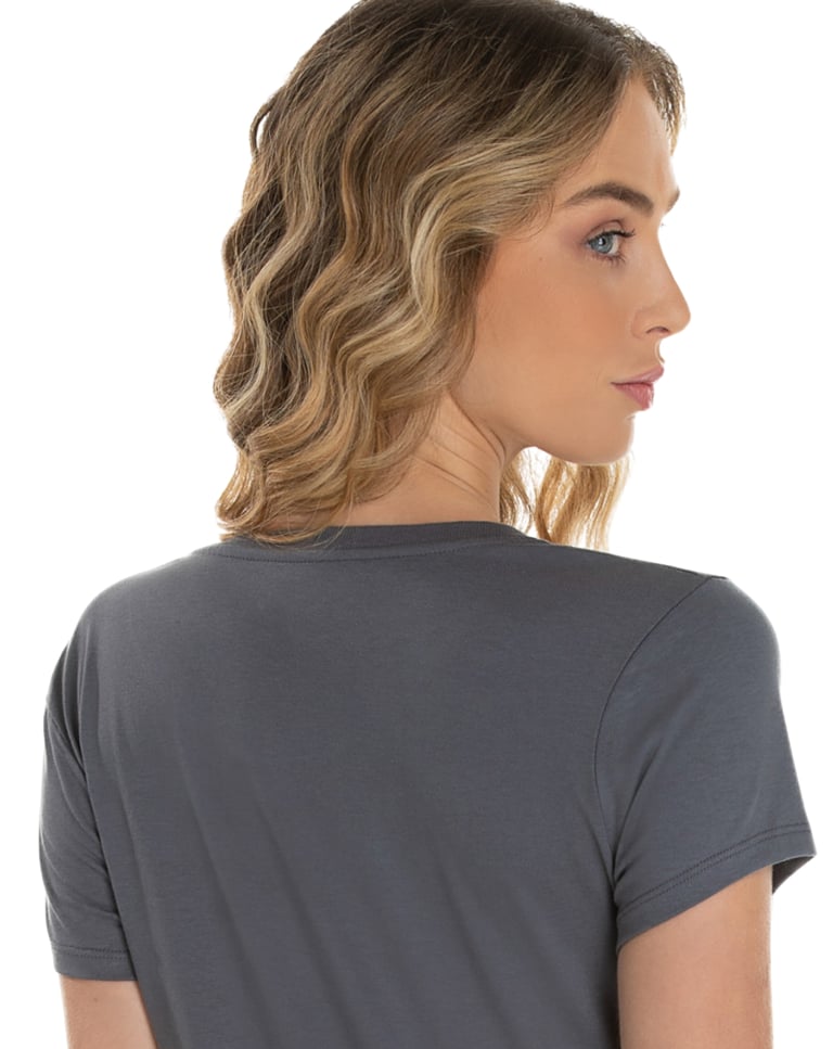Baby Look de Algodão Premium Cinza Chumbo