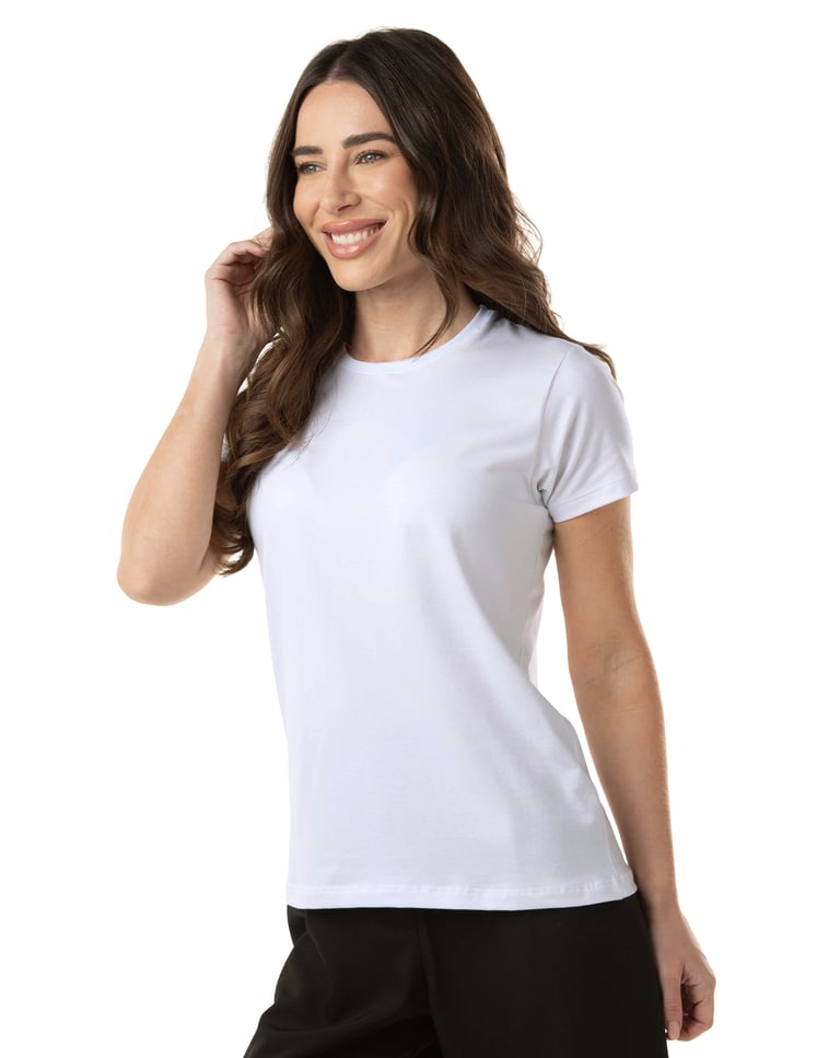 Camiseta de Algodão Egípcio Feminina Branca