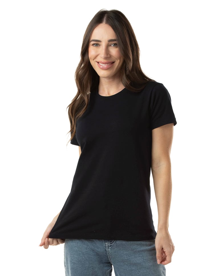 Camiseta de Algodão Egípcio Feminina Preta