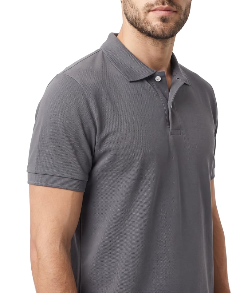 Camisa Polo Piquet Masculina Cinza Chumbo