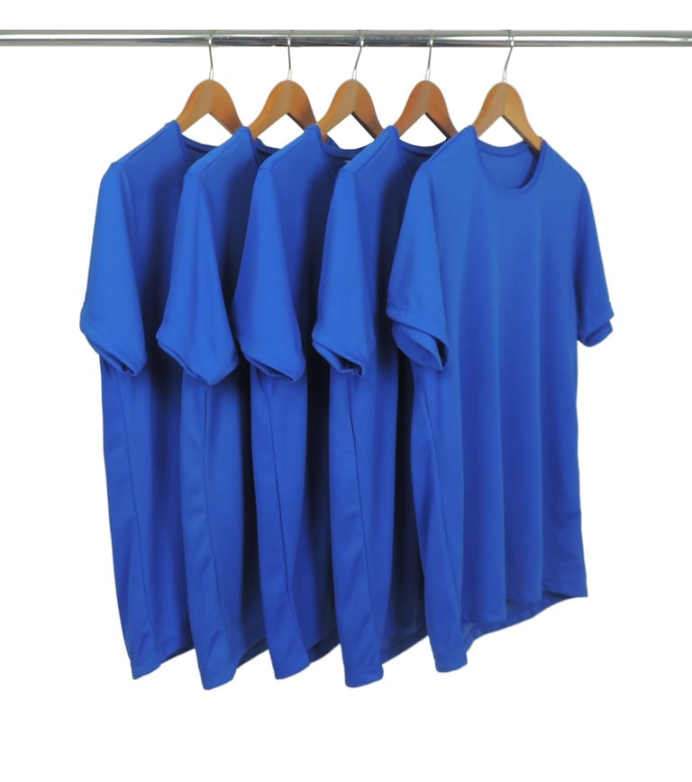 KIT 5 Camisetas Dry Fit Azul Royal Proteção UV 30+