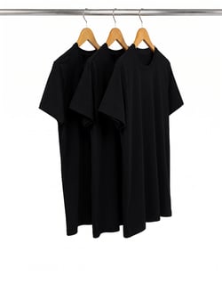 Kit 3 Camisetas de Algodão Egípcio Pretas Masculinas