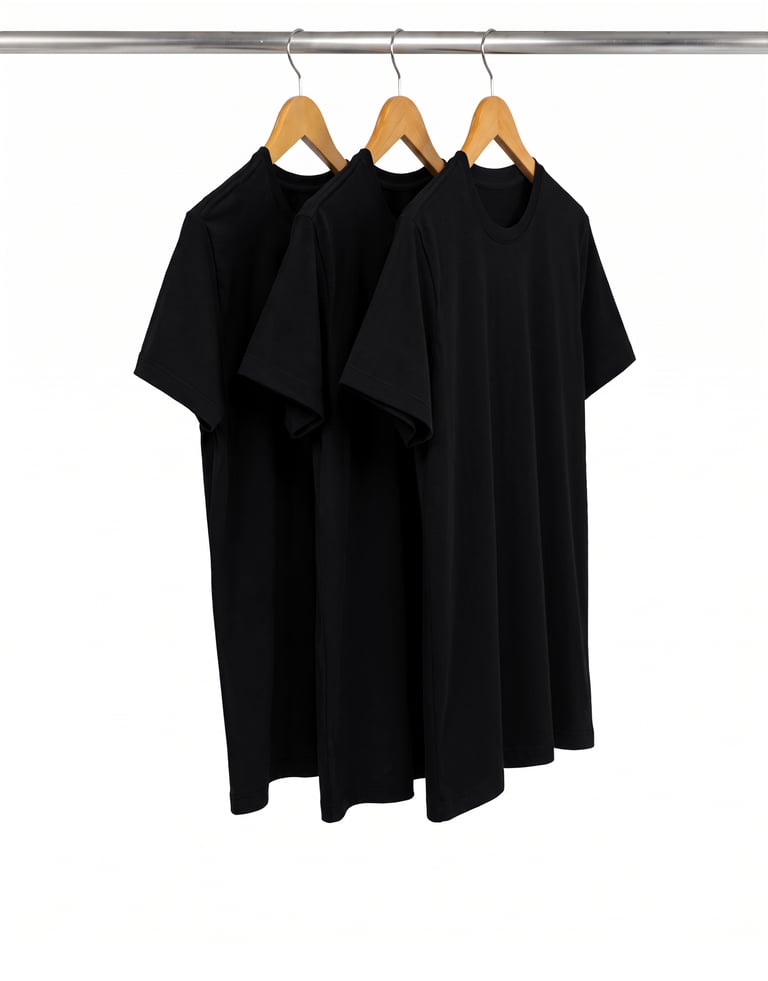 Kit 3 Camisetas de Algodão Egípcio Pretas Masculinas