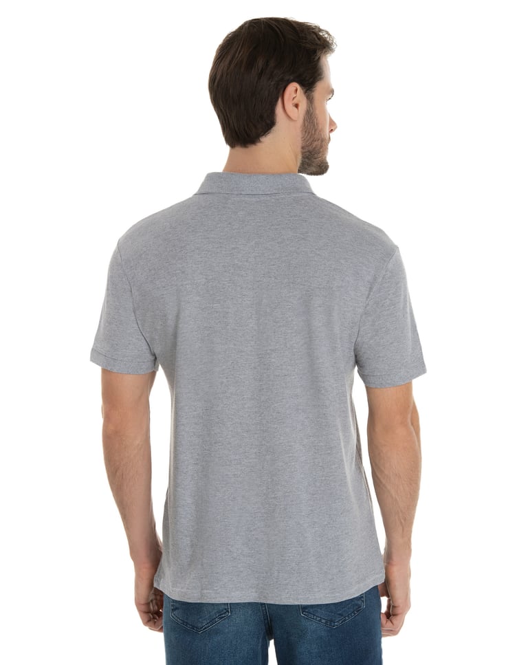 KIT 5 Camisas Polo Piquet Masculina Cinza Mescla
