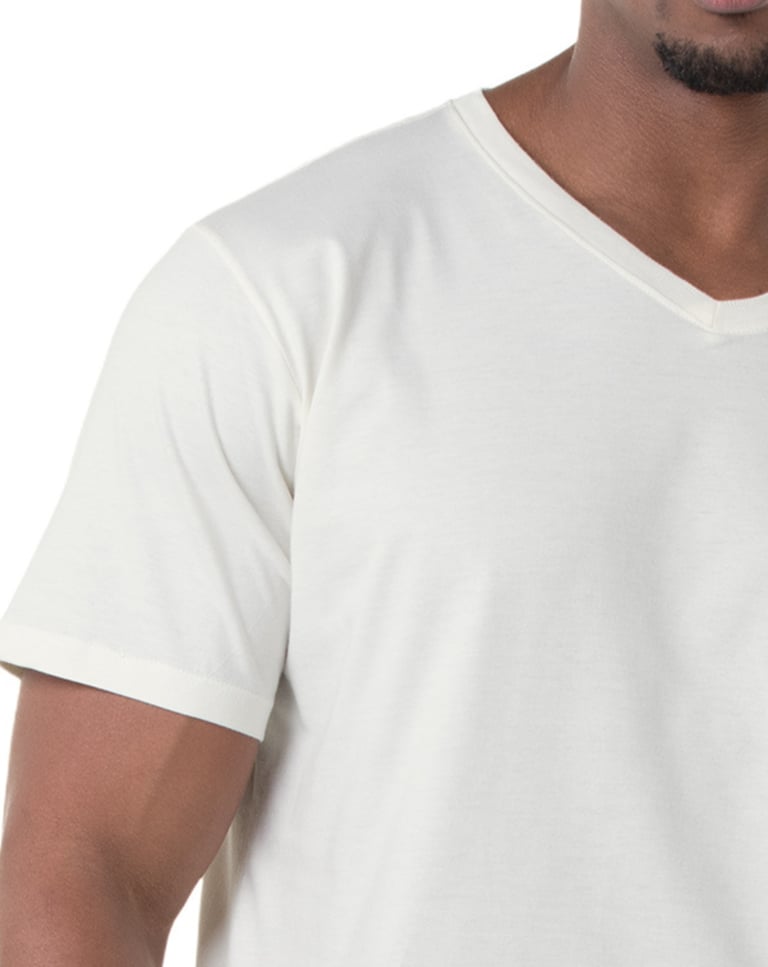 Camiseta Gola V de Algodão Premium Off White
