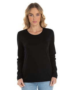 Kit 3 Camisetas Femininas Manga Longa de Algodão Penteado 05