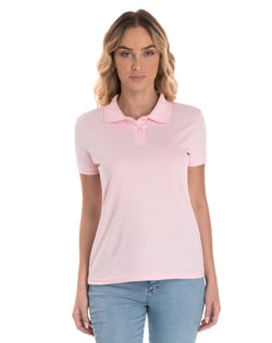 Camisa Polo Piquet Feminina Rosa Claro