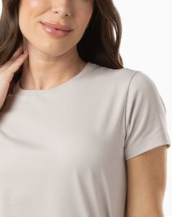 Camiseta de Algodão Egípcio Feminina Cinza Gelo