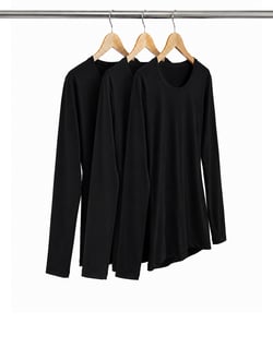 Kit 3 Camisetas Segunda Pele Manga Longa Feminina Preta UV 50+