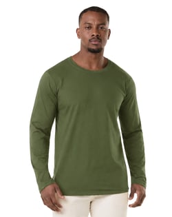 Camiseta Manga Longa de Algodão Premium Verde Militar