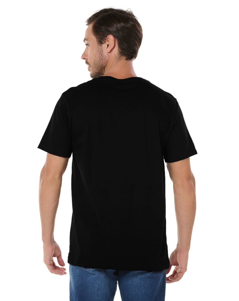 Camiseta Gola V de Algodão Premium Preta
