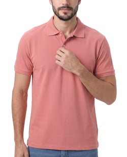Camisa Polo Piquet Masculina Salmão