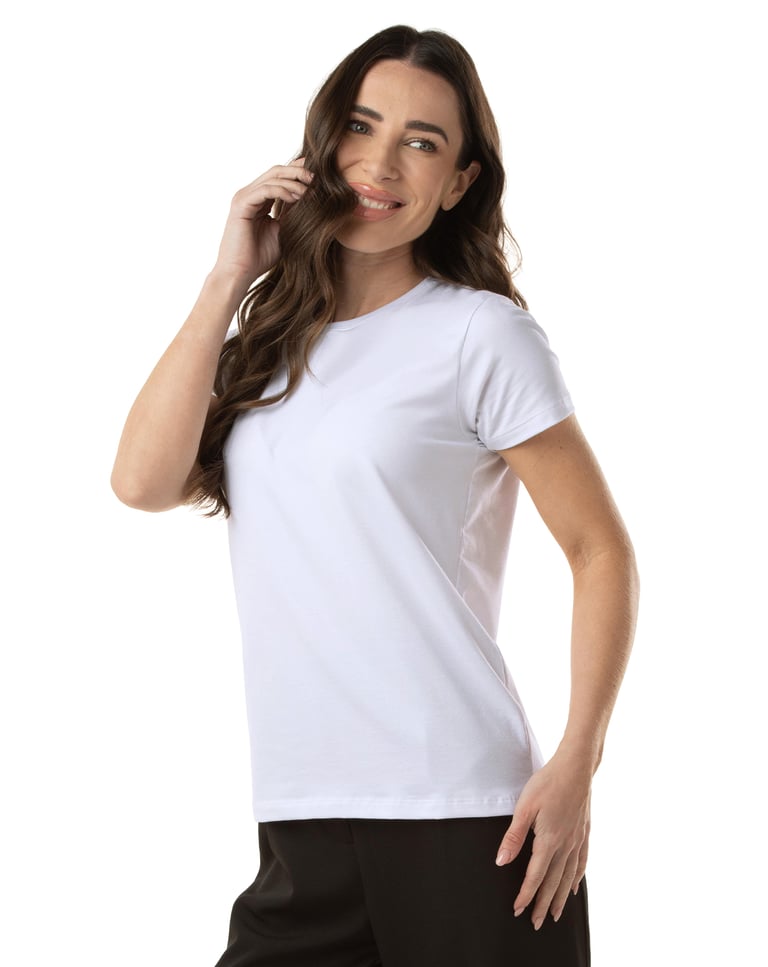 Camiseta de Algodão Egípcio Feminina Branca