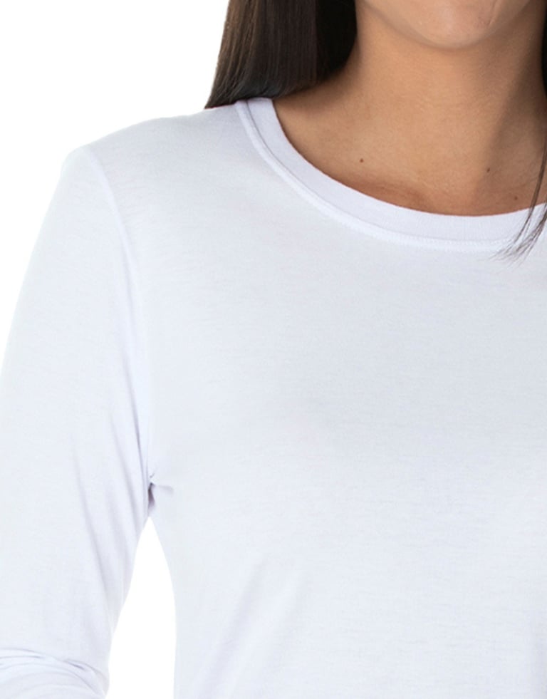 Camiseta Feminina Manga Longa de Algodão Premium Branca