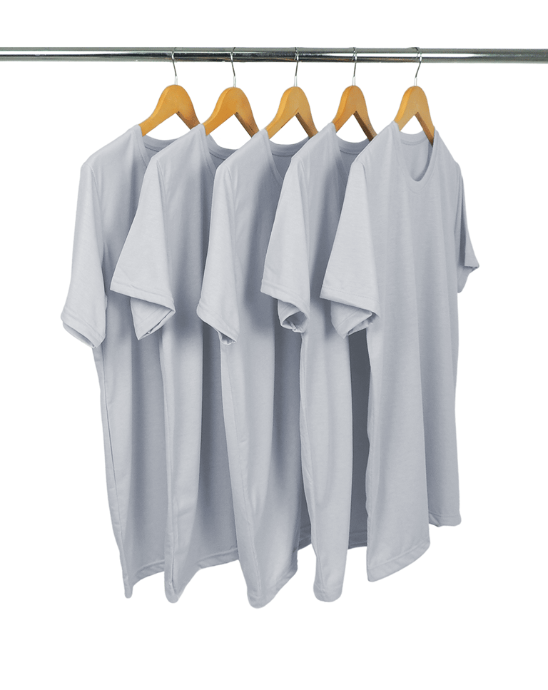 KIT 5 Camisetas de Poliéster/Sublimática Cinza Claro