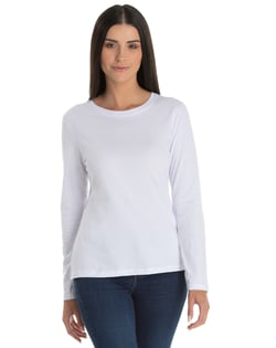 Kit 3 Camisetas Femininas Manga Longa de Algodão Penteado 01